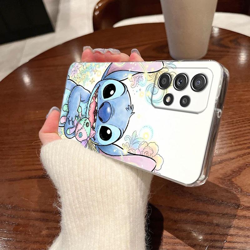 Clear Case For Samsung Galaxy A57 A37 A56 A36 Cases A55 A54 A35 A26 A07 A17 A16 A06 A34 A15 Soft Shockproof Cover Disney Stitch