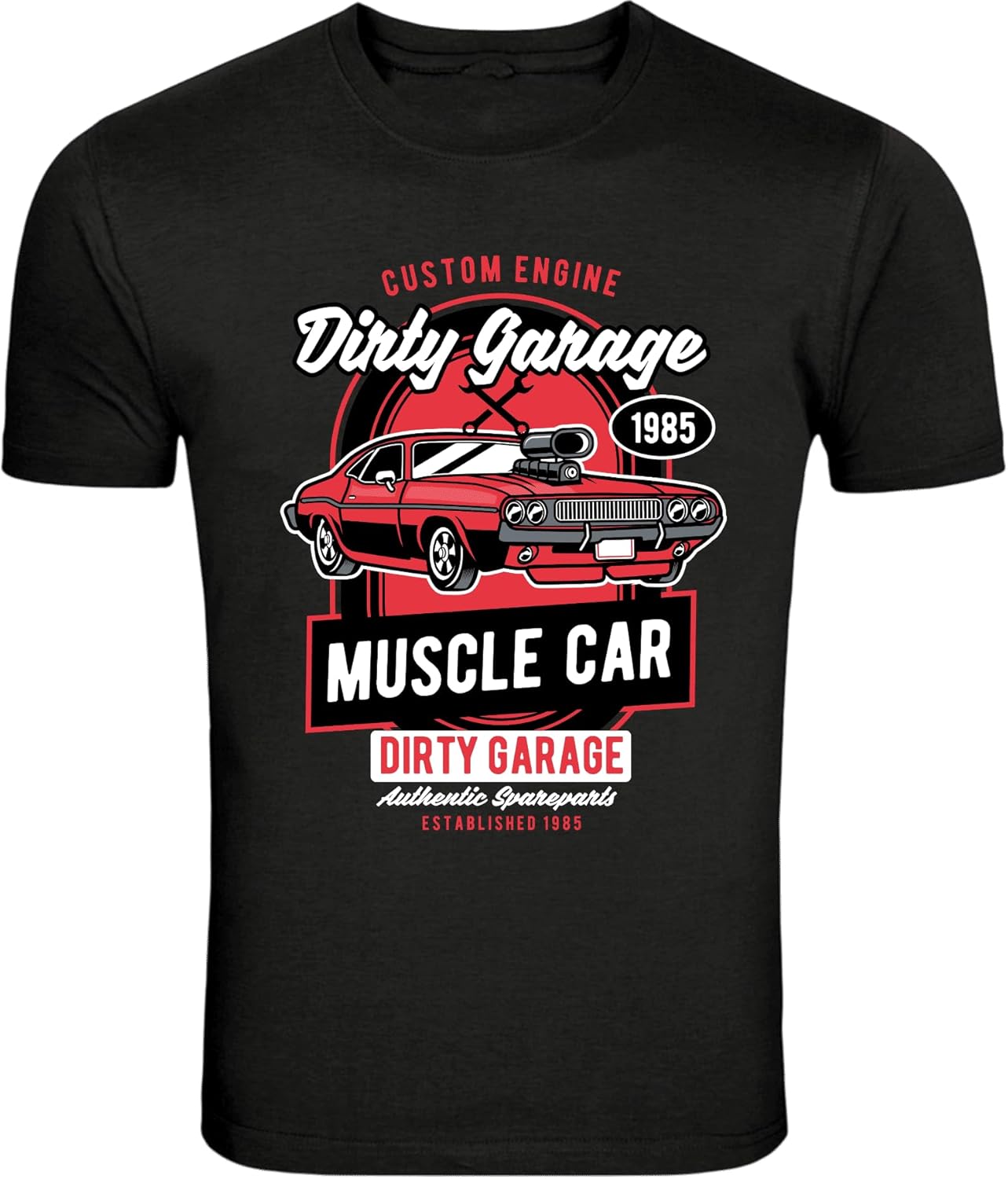 Dirty Garage Muscle Car 1985 T-Shirt - Classic American Muscle Car Graphic Tee S