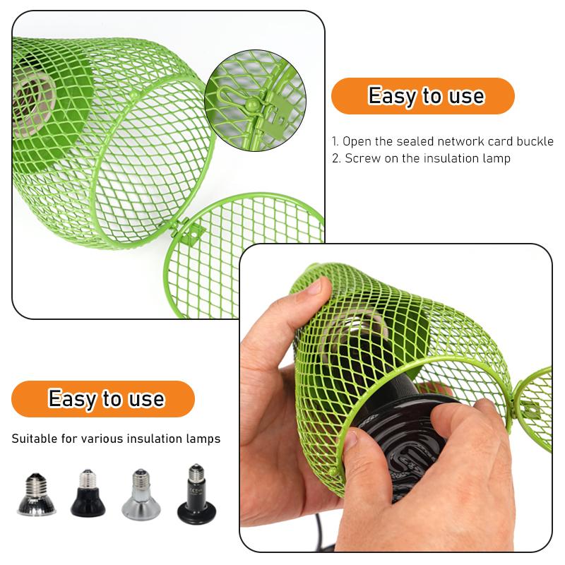 110V-220V Reptile Heat Lamp Shade Green Ceramic Heat Mesh Cover Heater Guard For Chicken Lizards Turtle Brooder Snake