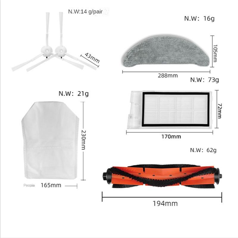 B69A Main Brush Side Brush Filter Mop Cloth Dust Bag Replacement Spare Parts For Xiaomi Roidmi Eve Plus Robot Vacuum Cleaner