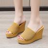 Slippers women's fashion outer wear summer new women's slope heel sandals thick bottom high heel muffin bottom one word