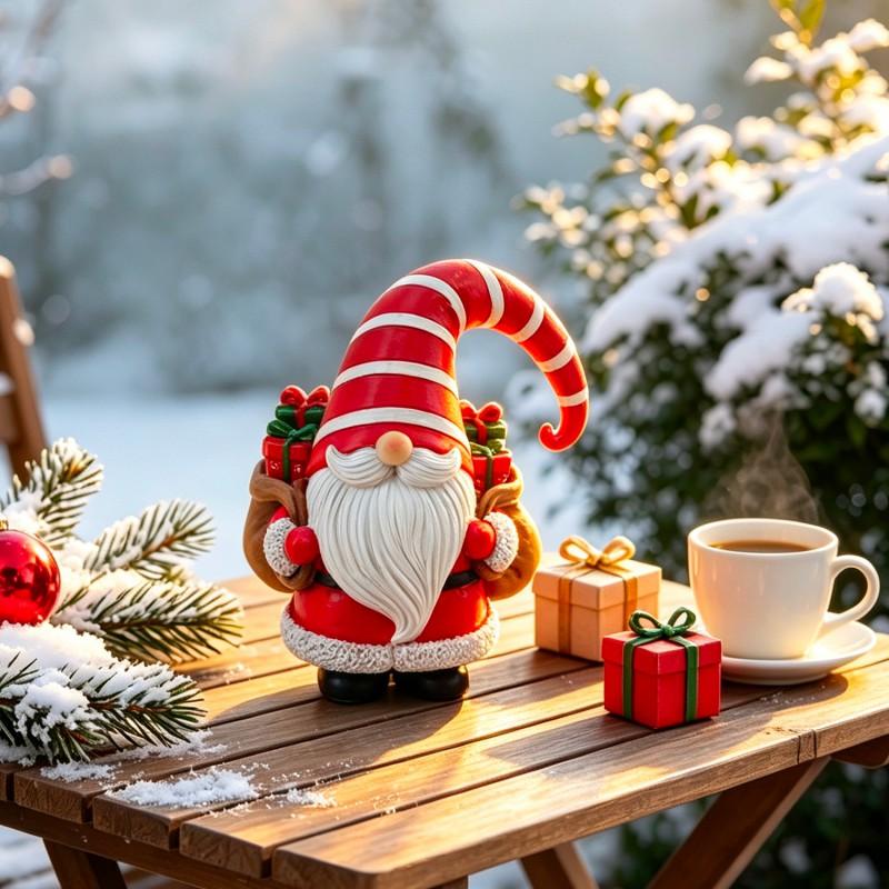 Resin Christmas Gnome Couple Figurine Set Home Desktop Decor Holiday Gift Indoor Outdoor Use