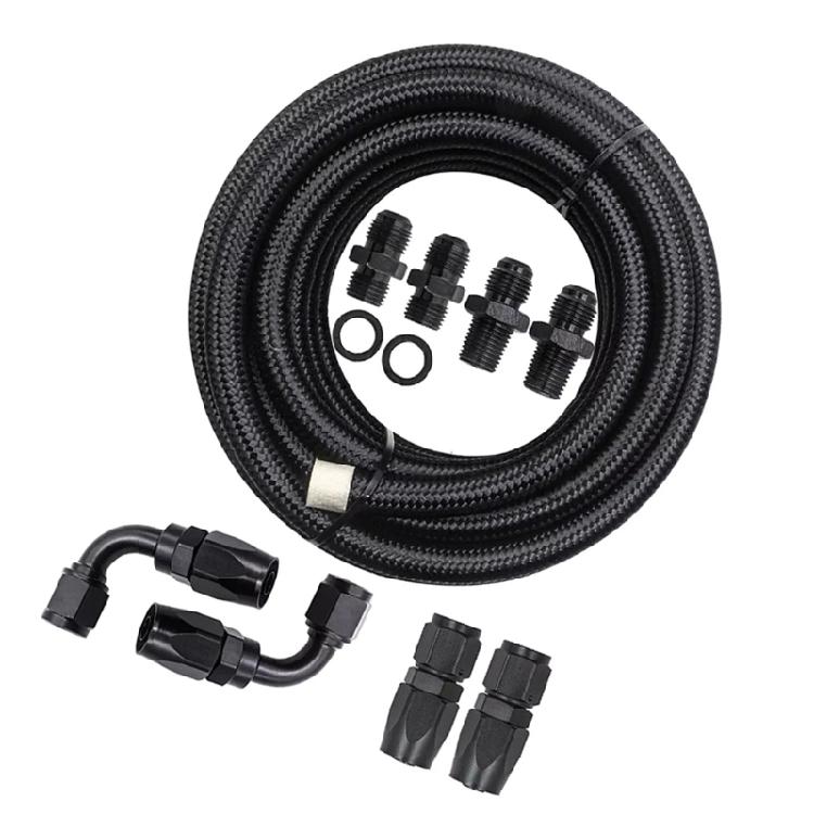 Automatic Transmission Coolers Line Kit Black 6AN Steel Braided Hose For 4L60E 4L65E Automobile Replacement