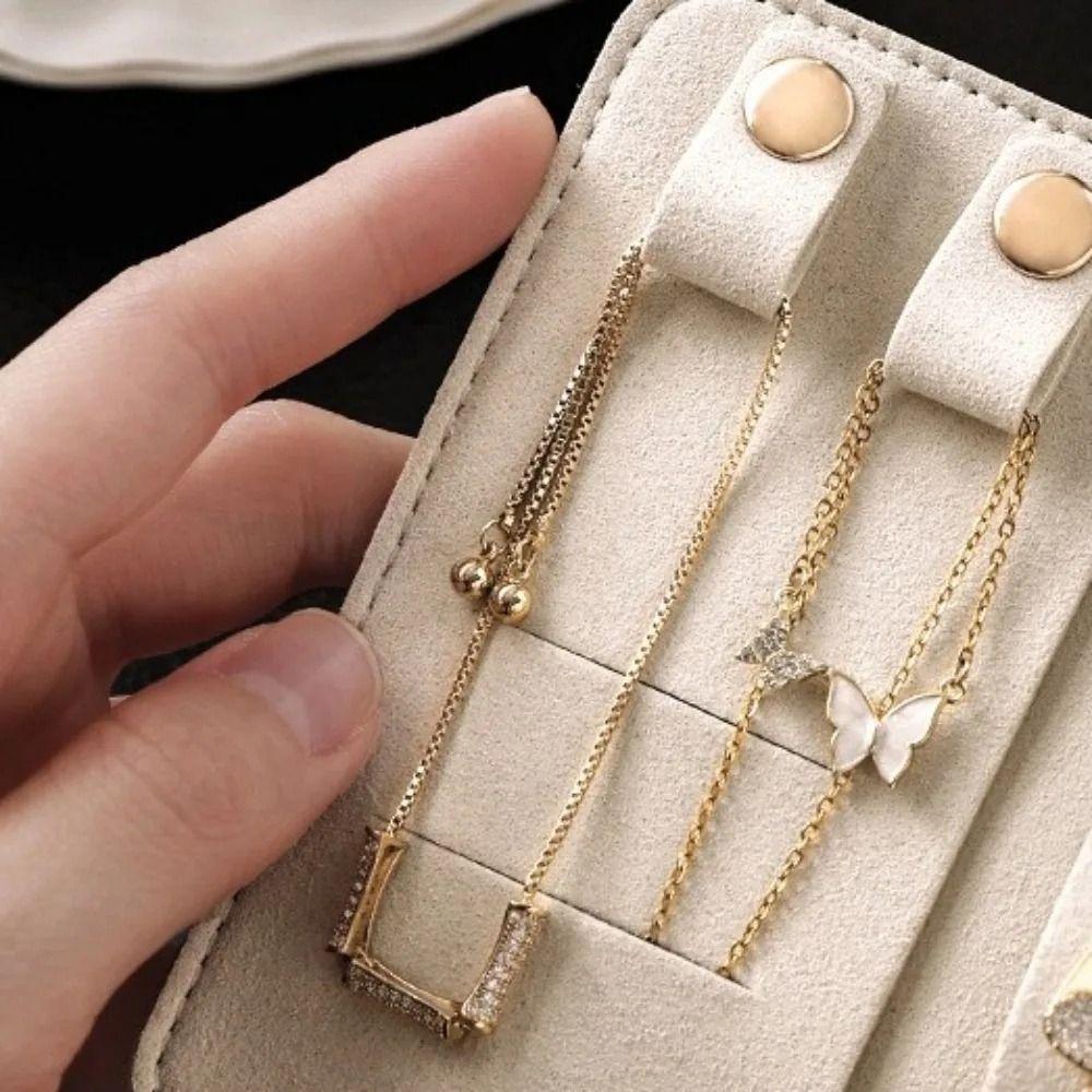 Roll Up Design Jewelry Storage Bag PU Leather Ring Holder Durable Jewelry Roll Bag  Travel Use