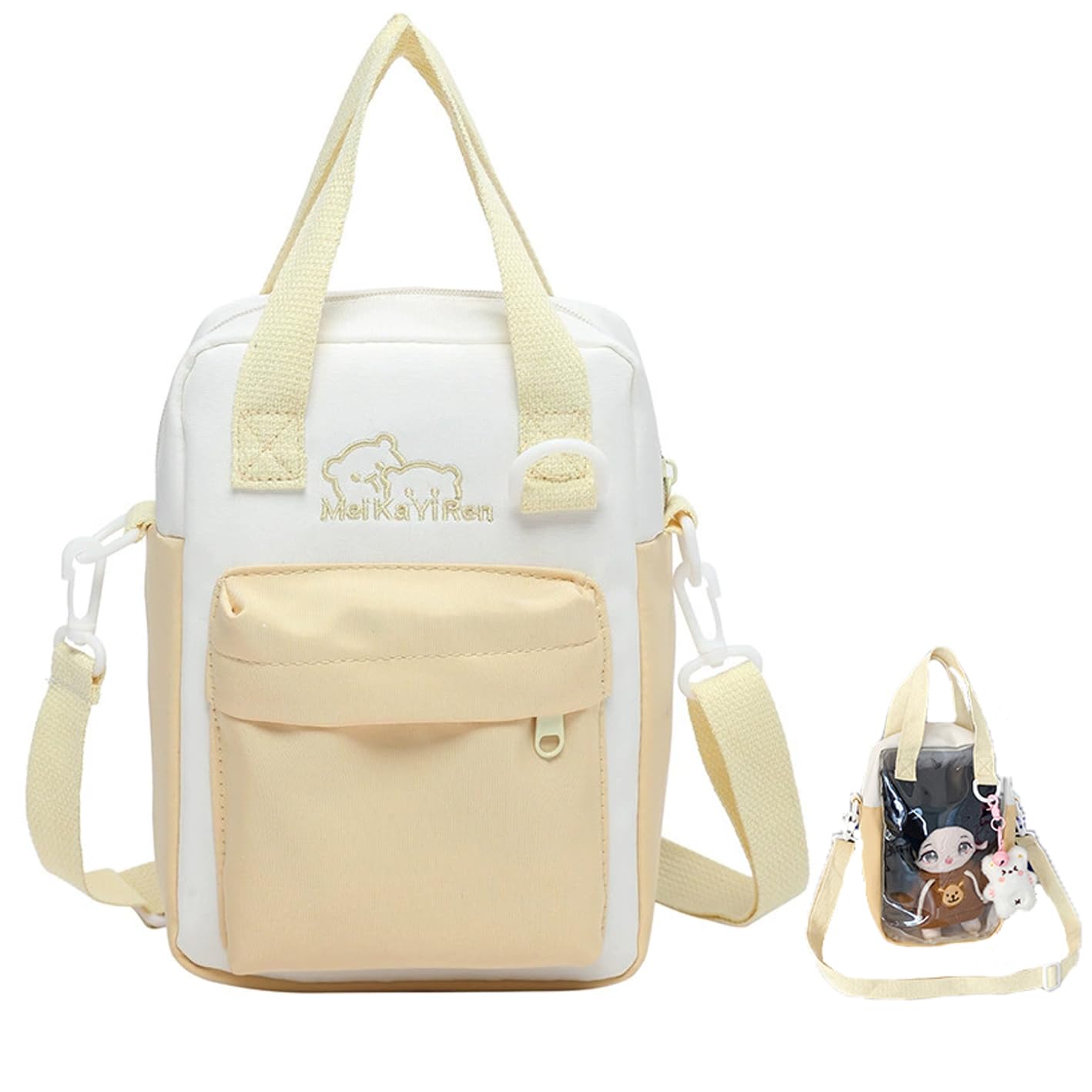 

Plush Oshi Plush Mini Shoulder Bag with Clear Perfect for Stuffed Acrylic and Perfect for Cute Pastel Yellow Bag, Pouch, Window, Animals, Stands,