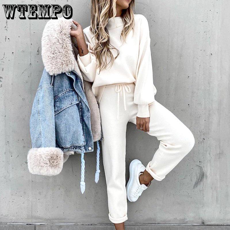 

Спортивные костюмы женские однотонные комплекты свитшотов пуловер с рукавами-фонариками брюки на шнурке комплект из 2 предметов женская осенняя повседневная спортивная одежда S чёрный