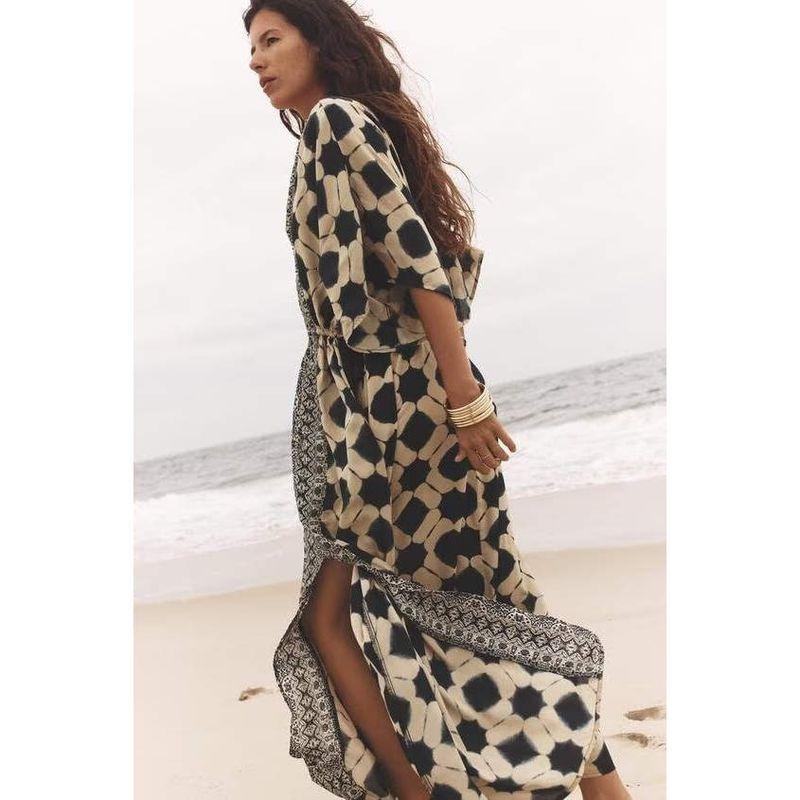 Za Export New Arrival Women's Clothing ZR Fashion Style Fashion Print Robe Style Holiday Wind Length Dress 1821026