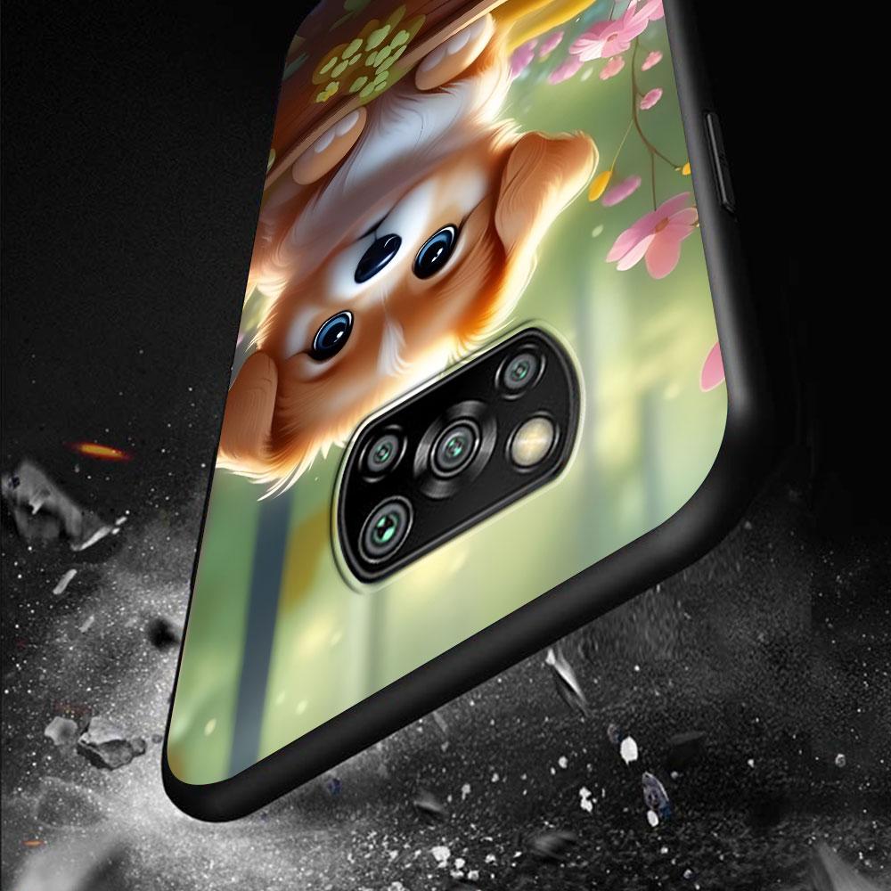 Cartoon Dogs Case for Xiaomi Poco X6 X3 NFC M5s X5 F3 M4 M3 Pro Black Silicone Soft Phone Cover Coque