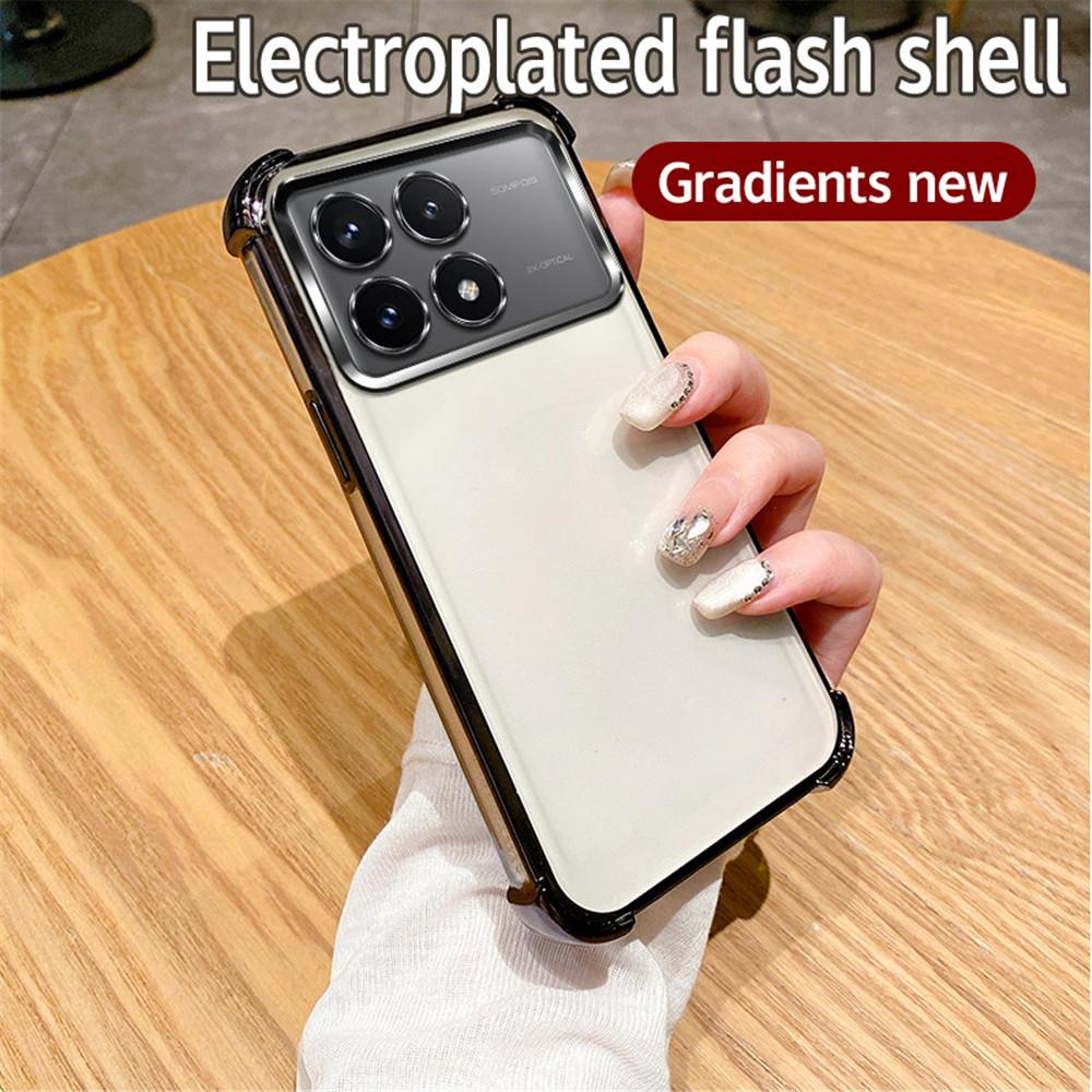 Plating Shockproof Clear Phone Case For Xiaomi Mi Poco M6 Pro 4G X5 X3 X6 Pro X3 NFC C65 13T 12T Pro Soft Silicone Glitter Cover