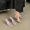 Design Sense Niche French Roman Sandals Women's Shoes 2025 Spring and Summer Silver Fairy Sandals with Skirt High Heels