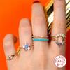 S925 Sterling Silver Turquoise Pearl Ring Vintage Simple Ring Trendy Premium Women'S Ring Ring