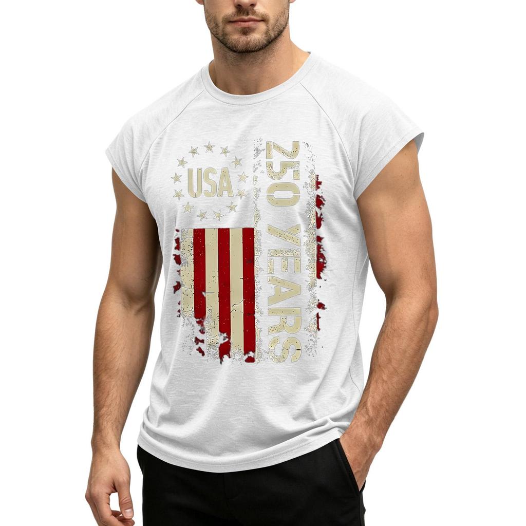 Men's Sleeveless Muscle Tank Top USA Flag Graphic Print Casual Athletic Fit Summer Shirt Lightweight Breathable Fabric