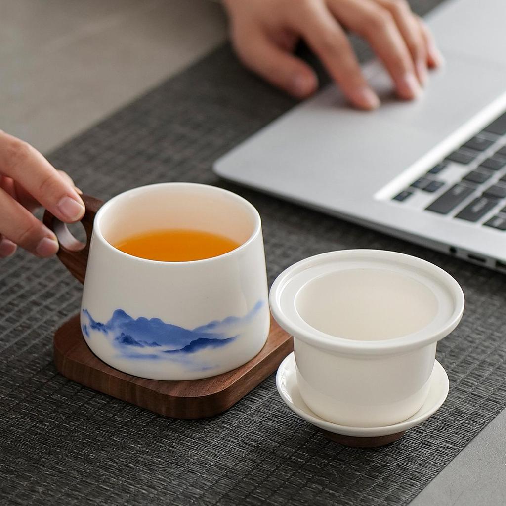 Exquisite Mutton Fat White Porcelain Tea & Coffee Infuser Cup for Home & Office