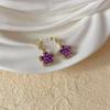 Exquisite Purple Zircon Flower Pendant Earrings For Women Fashionable Personalized Daily Accessory Party Jewelry Birthday Gifts