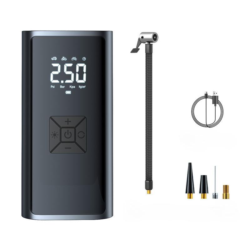 Pompă de aer electrică Baterie de 6000 mAh Mini compresor portabil Pompă electrică de 150 PSI cu afișaj digital și iluminare de urgență pentru motociclete, mașini