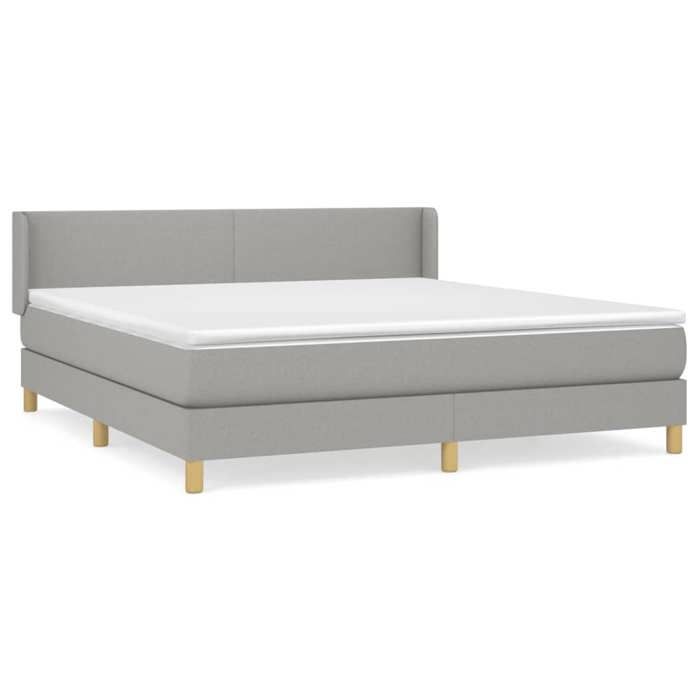 3130121 vidaXL Lit à sommier tapissier avec matelas Gris clair 160x200cm Tissu