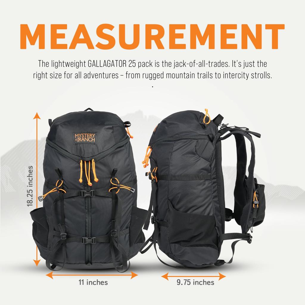 Mystery Ranch Gallagator 25 Backpack (Black, Size SM) for Mountaineering and Hiking (19761599001003)