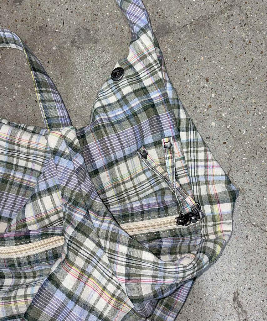 Sculptor Plaid Big Hobo Bag Sage