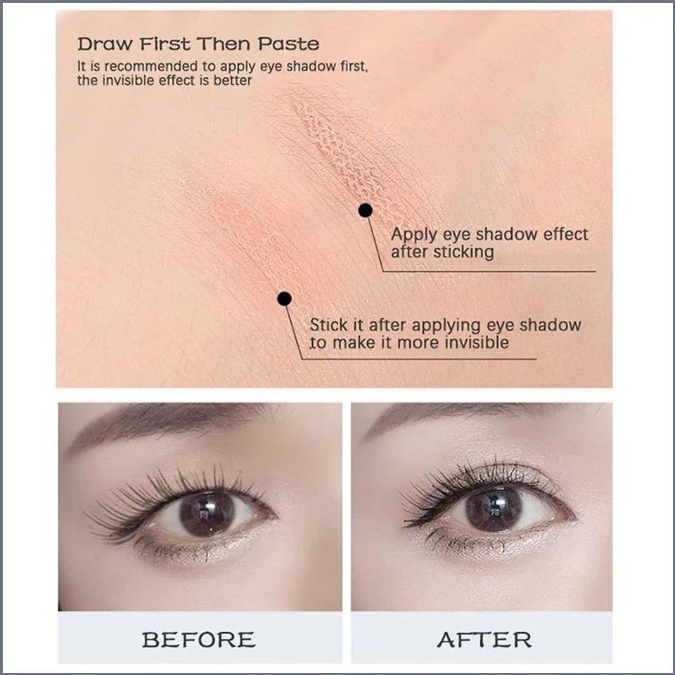 Water Activated Lace Double Eyelid Tape with Applicator and Tweezers for Natural Look Easy to Use and Durable Adhesive Strips for Eyelid Shaping