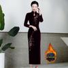 2022 Autumn Velvet Qipao: Elegant Chinese-Style Long Wedding Dress for Mothers