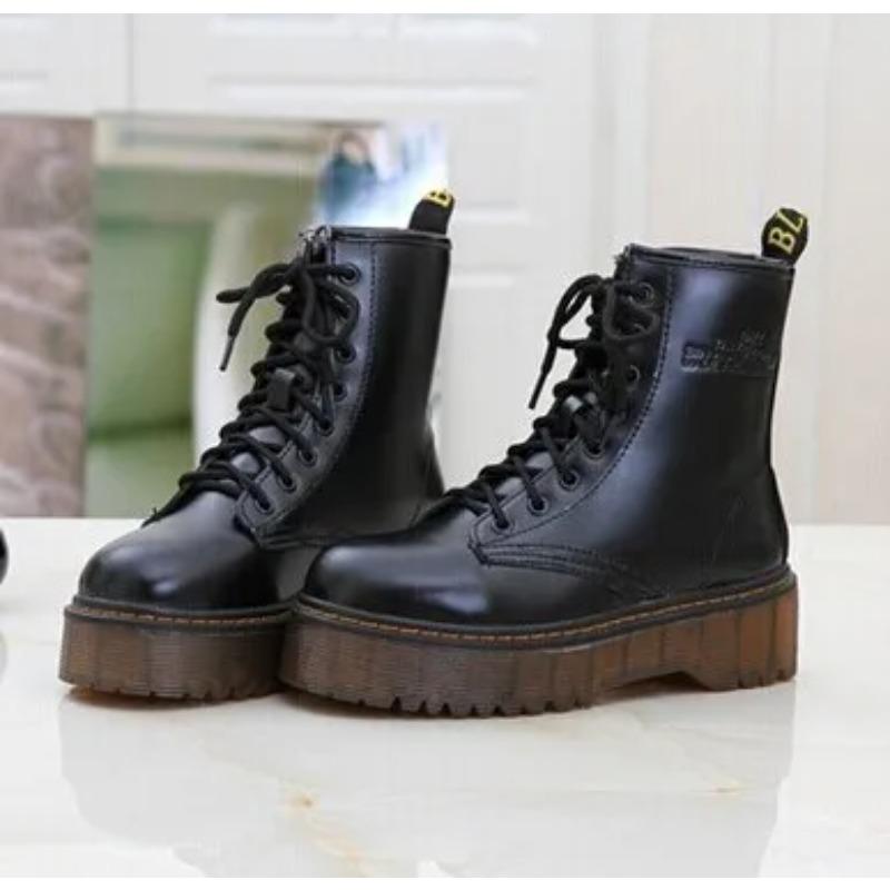 High Quality Platform Autumn and Winter Add Cotton Warm Motorcycle Boots Women's Punk Ankle Boots Size 35-40 C062