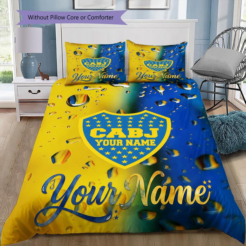 Boca Juniors Custom Name Pattern Bedding Quilt Set Quilt Cover Pillowcase Home Birthday Gift(1 * duvet cover + 2 * pillowcase, without core)