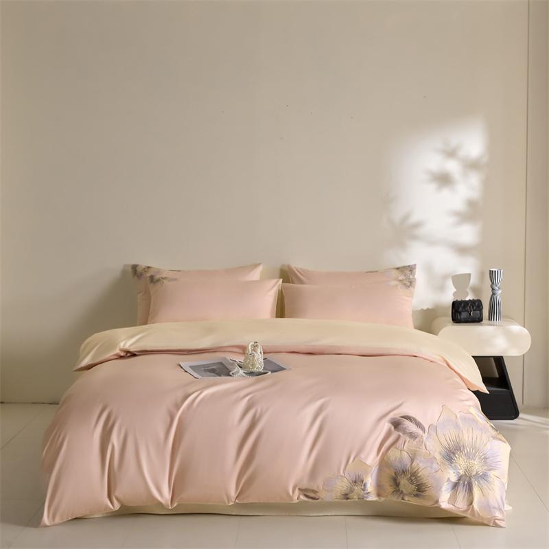 

100% Египетский Хлопок Вышивка Цветами Роскошный Комплект Постельного Белья Односпальный Двуспальный Королевский Кинг Пододеяльник Простыня Плоская/На резинке Наволочки Flat Bed Sheet&Single 150X200 3pcs