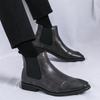 Men’s High Chelsea Boots Dress Formal Black Leather Ankle Boots Tuxedo Wedding Shoes Plus Size