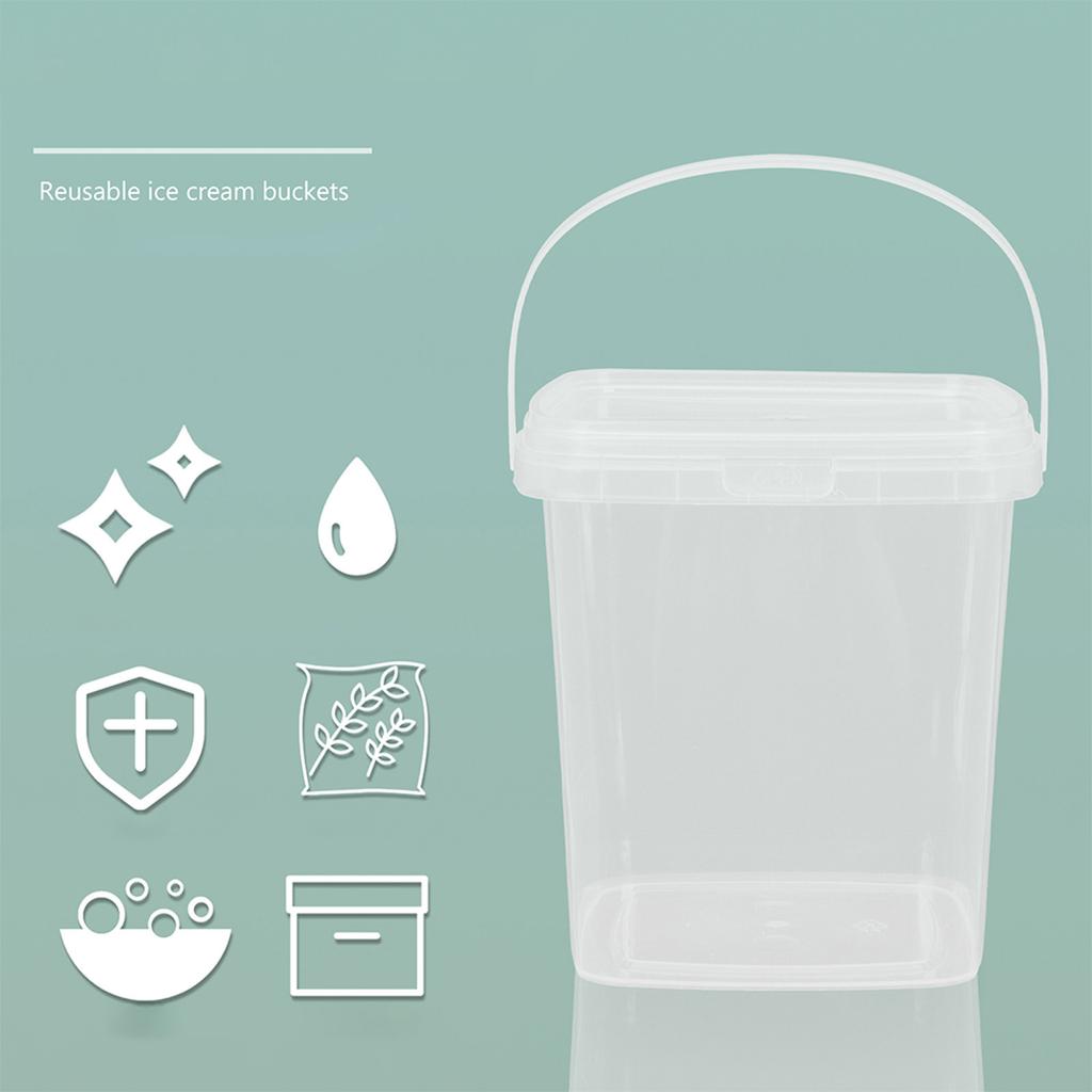 10Pcs Multifunctional Reusable Ice Cream Bucket Lid Food Grade Plastic Storage Container for Ice Cream Yogurt Jam