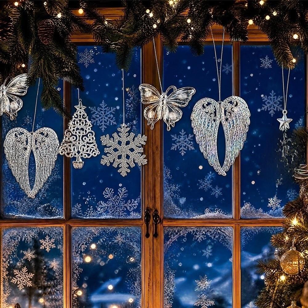 Clear Acrylic Christmas Ornaments Snowflake Christmas Decor Holiday Hanging Pendant Indoor Room
