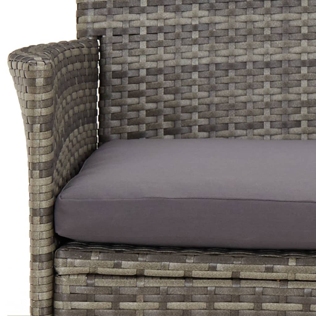Vidaxl 5-Cz. Garden Furniture Set With Cushions, Grey, Poly Rattan
