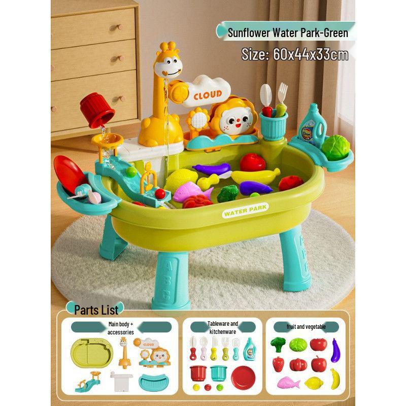 Montessori Kids' Dishwashing Sink Toy: Pretend Play Water Park with Circulating Faucet