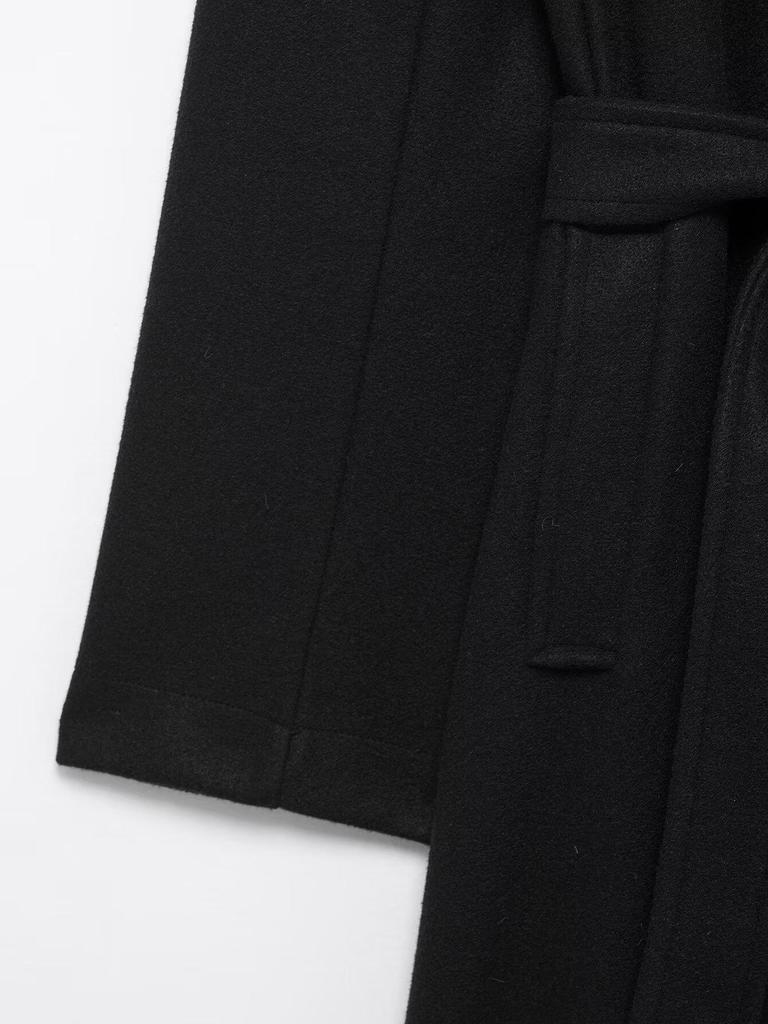 Spring 2025 Women's European & American Faux Fur Belted Lapel Overcoat 