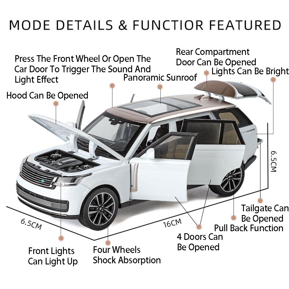 1:32 Land Rover Defender Range Rover Car Model Toy Shock Absorption Pull Back Off-road Vehicle Sound Light Gifts for Kids