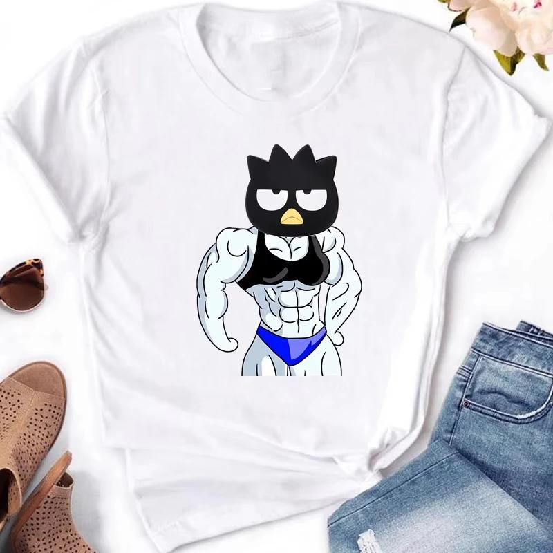 Muscle Sanrioes Womens TShirt Anime HelloKitties Cinnamon Kuromis Fun Model Cartoon Clothing Casual Cotton Couples TShirt