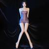 Sexy Oil Lesklý Shin Průhledné Micro Mini šaty Průhledné Bodycon Sexy přiléhavé tužka Roztomilé šaty Šaty s hladkým elastickým obvazem