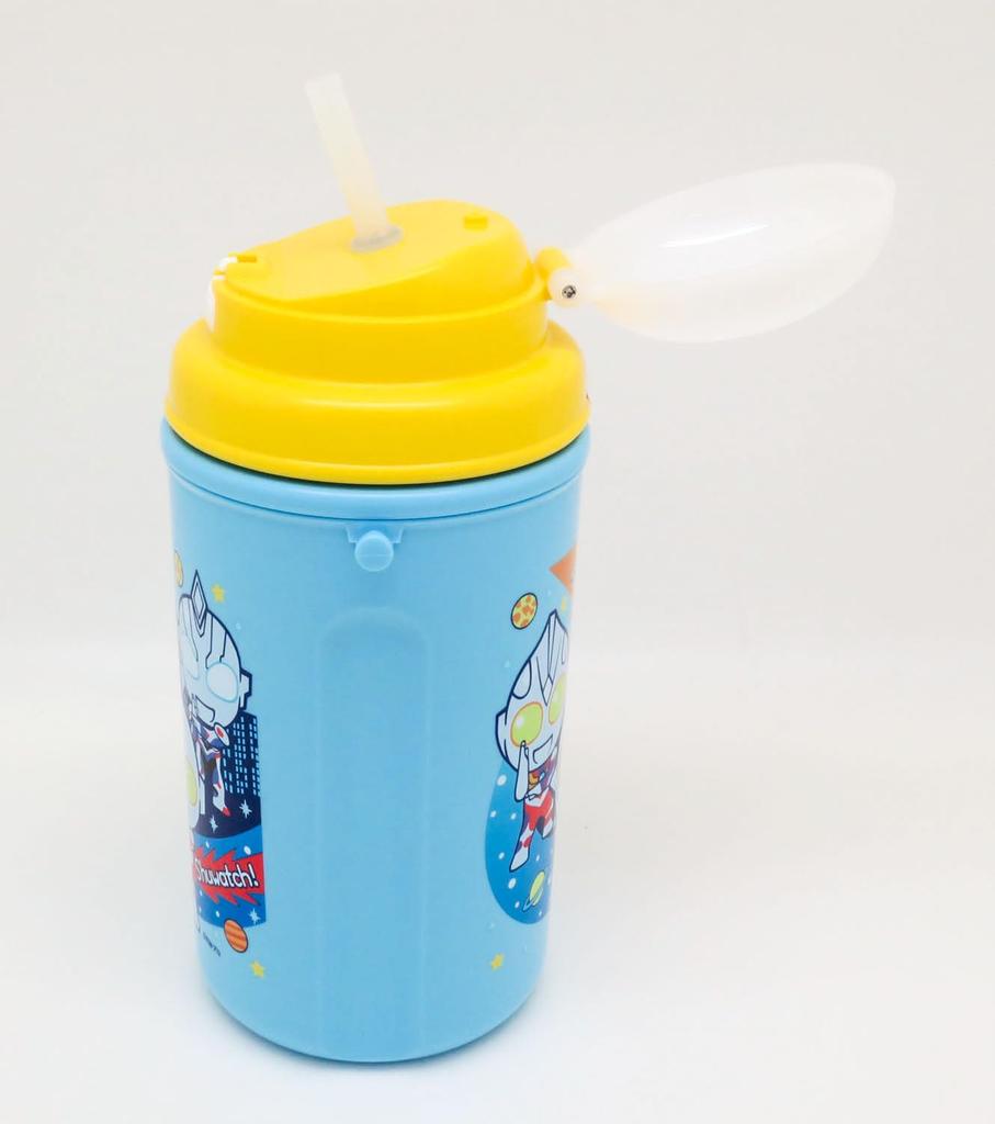 OSK Ultra Heroes Water Bottle with Made in with Shoulder Stylish and for Kids and Elementary School Students Straw, 450ml, Japan, Strap, Insulated,