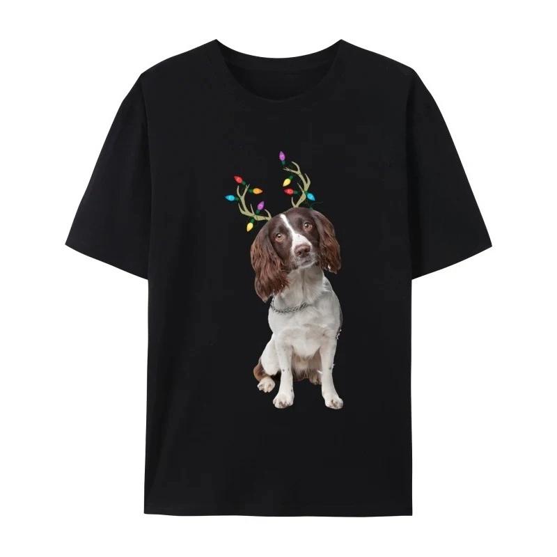 English Springer Spaniel Reindeer Christmas Dog TShirts High Street Tops Shirts Retro Women Summer TShirts Fitness Funny Shirt S