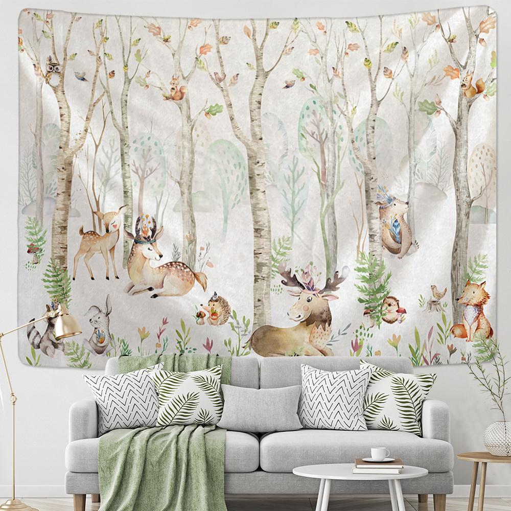 Cartoon Illustration Tapestry Wall Hanging Hippie Tapiz Psychedelic Witchcraft Art Tarot Card Kawaii Room Home Decor