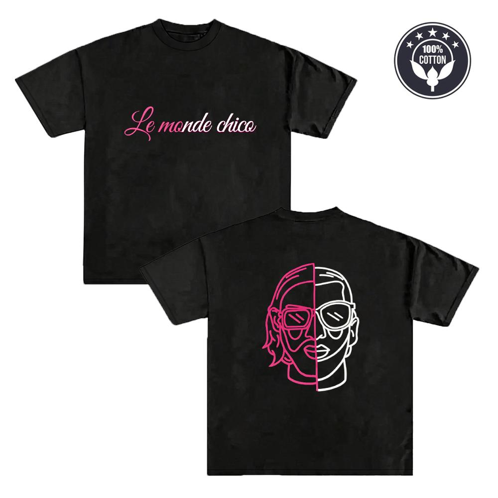 Summer Men's Le Monde Chico Print T-shirt French Rap Graphic Round Neck Short Sleeve Hip Hop Fashion Streetwear Casual Tee