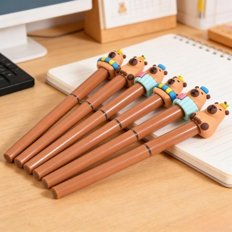1Pc Cute Capybara Cartoon Student Neutral Pen Black Carbon Water-based Pen Creative Learning Stationery Prizes