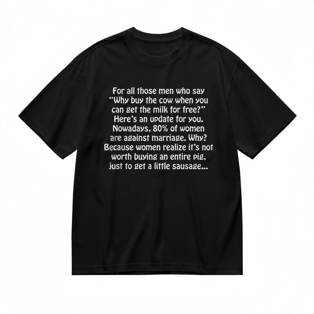 Men's T-shirt With Feminist Retort Graphic Unisex Black Cotton Tops Summer