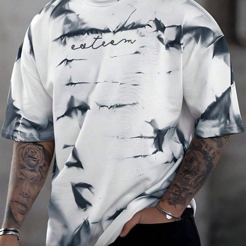 

3d printing summer new men s casual simple short-sleeved T-shirt polyester fiber comfortable breathable printed short-sleeved S