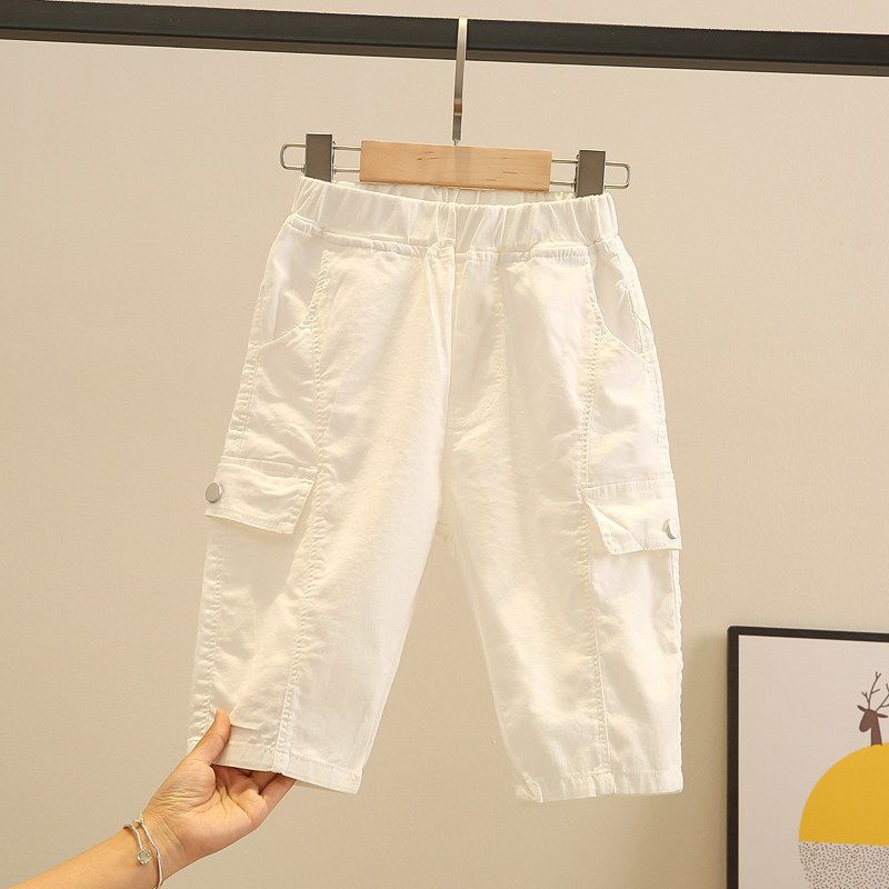 

Летние шорты для мальчиков, детские стильные тонкие повседневные брюки средней длины, летние укороченные брюки, тренд 130