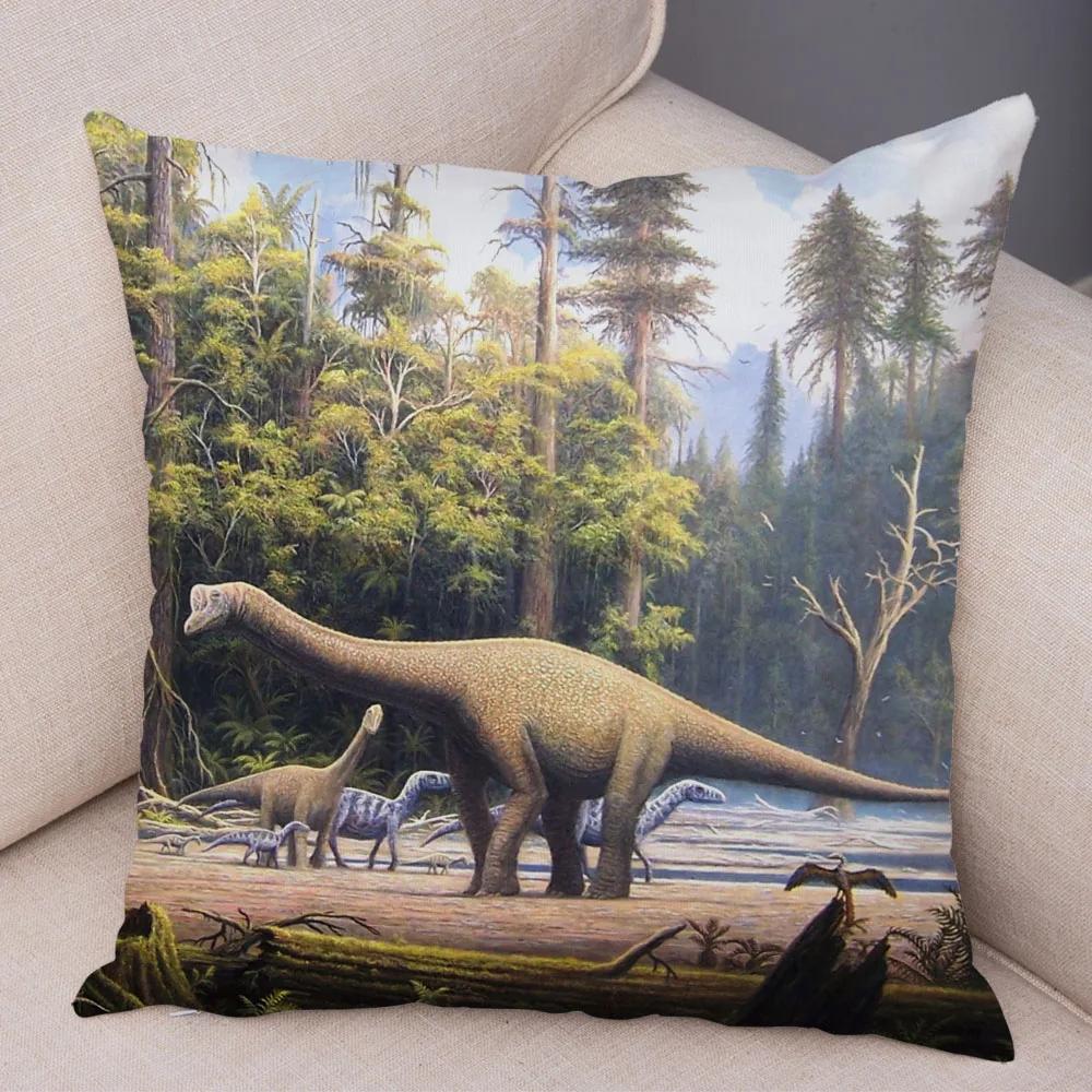 Car Sofa Home Pillowcase Jurassic Dinosaur Cushion Cover Decorative Wildlife Print