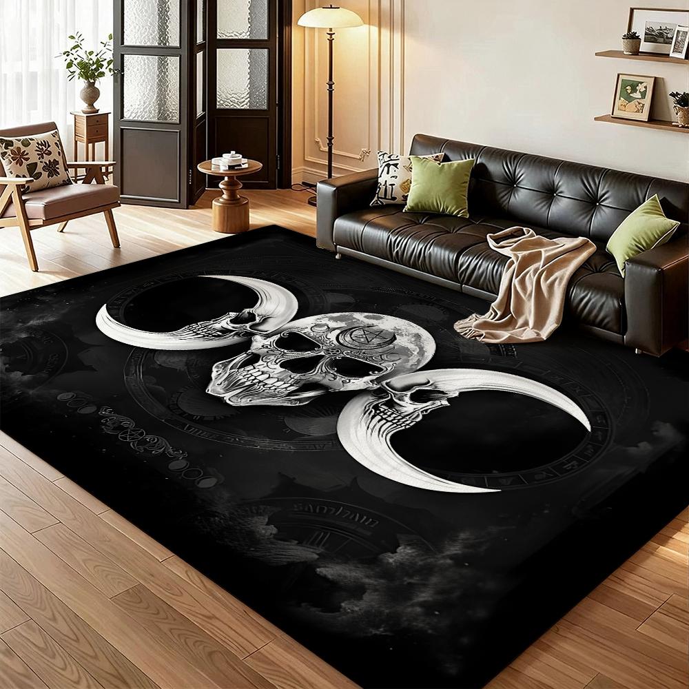 Dark Gothic Pentacle Ruby Accents Patterned Rug Nonslip Thick Carpet For Living Room Bedroom Hallway Home Decor Birthday Gift