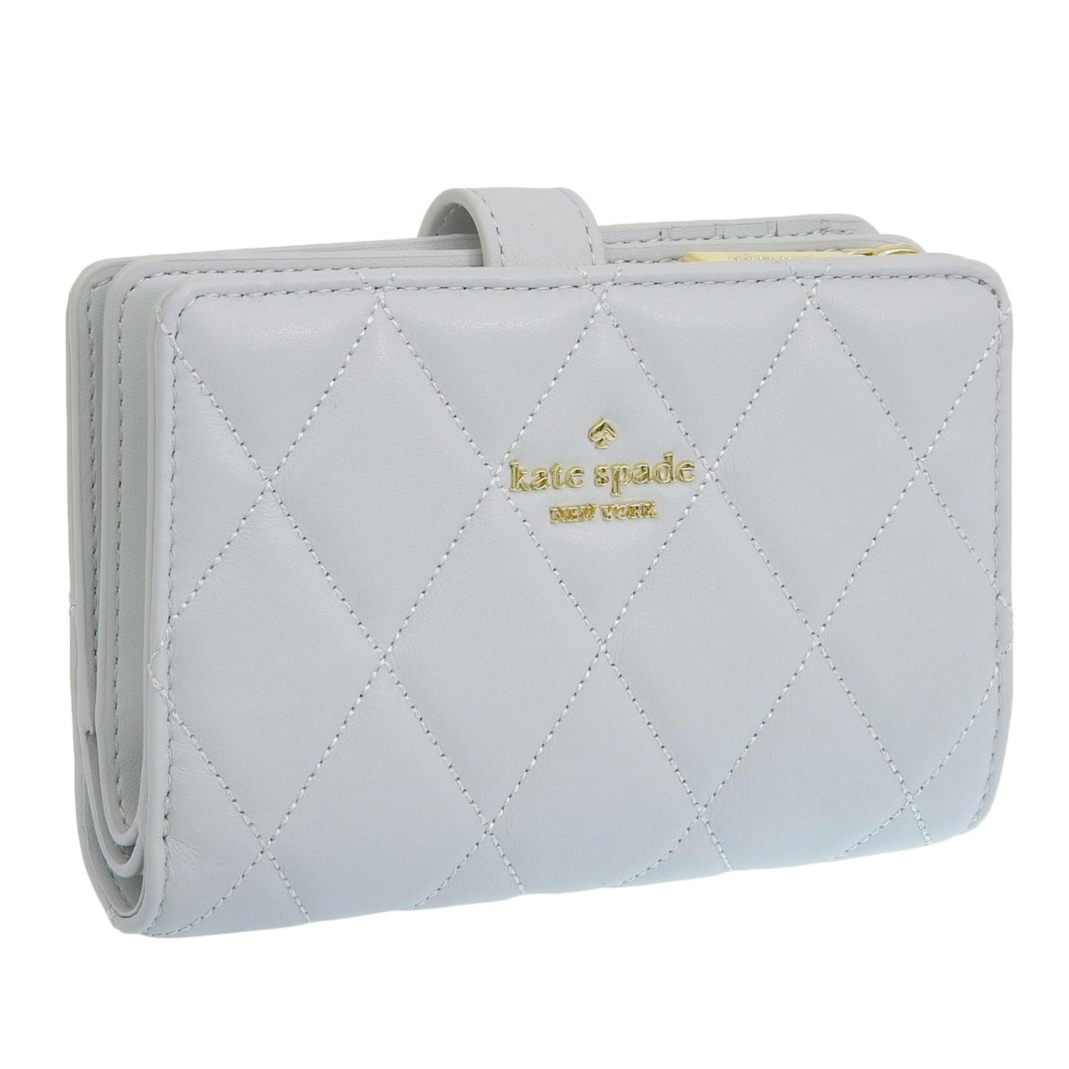 

Kate Spade Women s Bifold Wallet, Compact, Outlet Brand, Leather, Gray, Carey MD Compifold KG424 020 [Used]