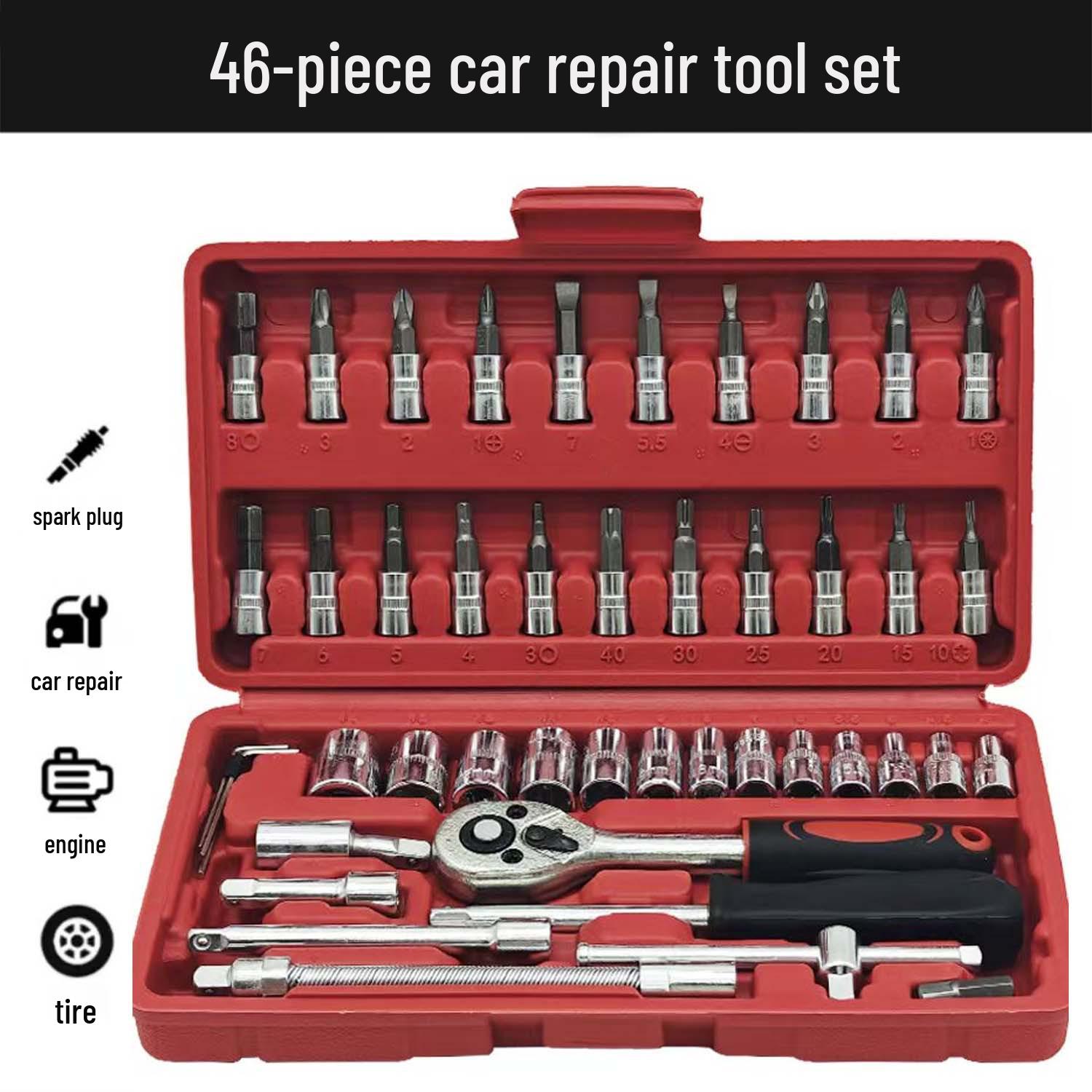 Multi-Piece Tool Set: 46, 53, 151, 216-Piece Ratchet Wrench & Socket with Screwdrivers
