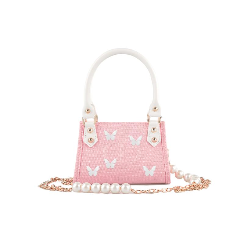 DIOR DIY Style Cosmetic Bag RISK Zhuang Sheng Xiaomeng handbag crossbody bag canvas butterfly pink and white белый