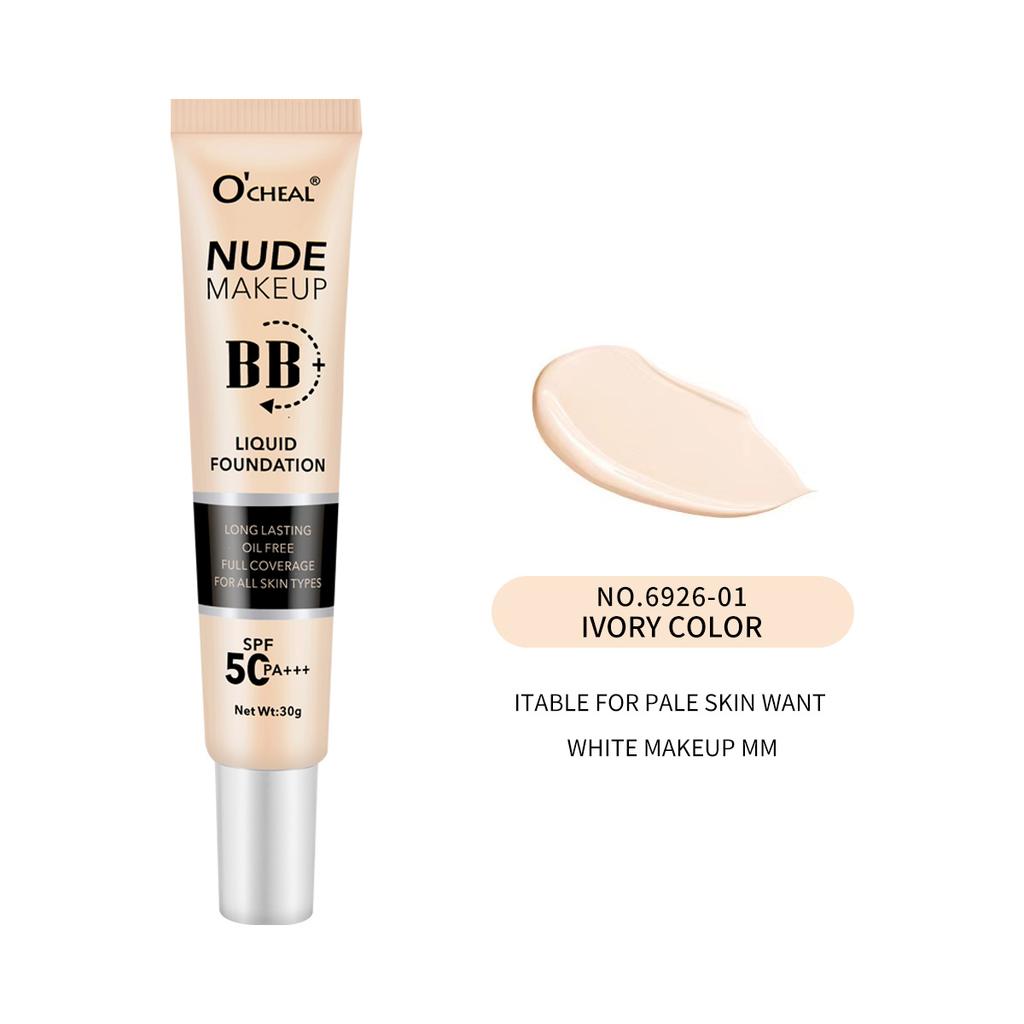 Ocheal 30g BB/CC Sonnenschutzcreme LSF 50/PA+++ Gesichts-Flüssig-Foundation-Creme Langanhaltende Deckkraft Ölfrei Für Alle Hauttypen Make-up